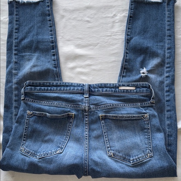 Pilcro x Anthropologie Slim Boyfriend Blue Distressed Denim Jeans Mid Rise Sz 27 - Picture 11 of 13